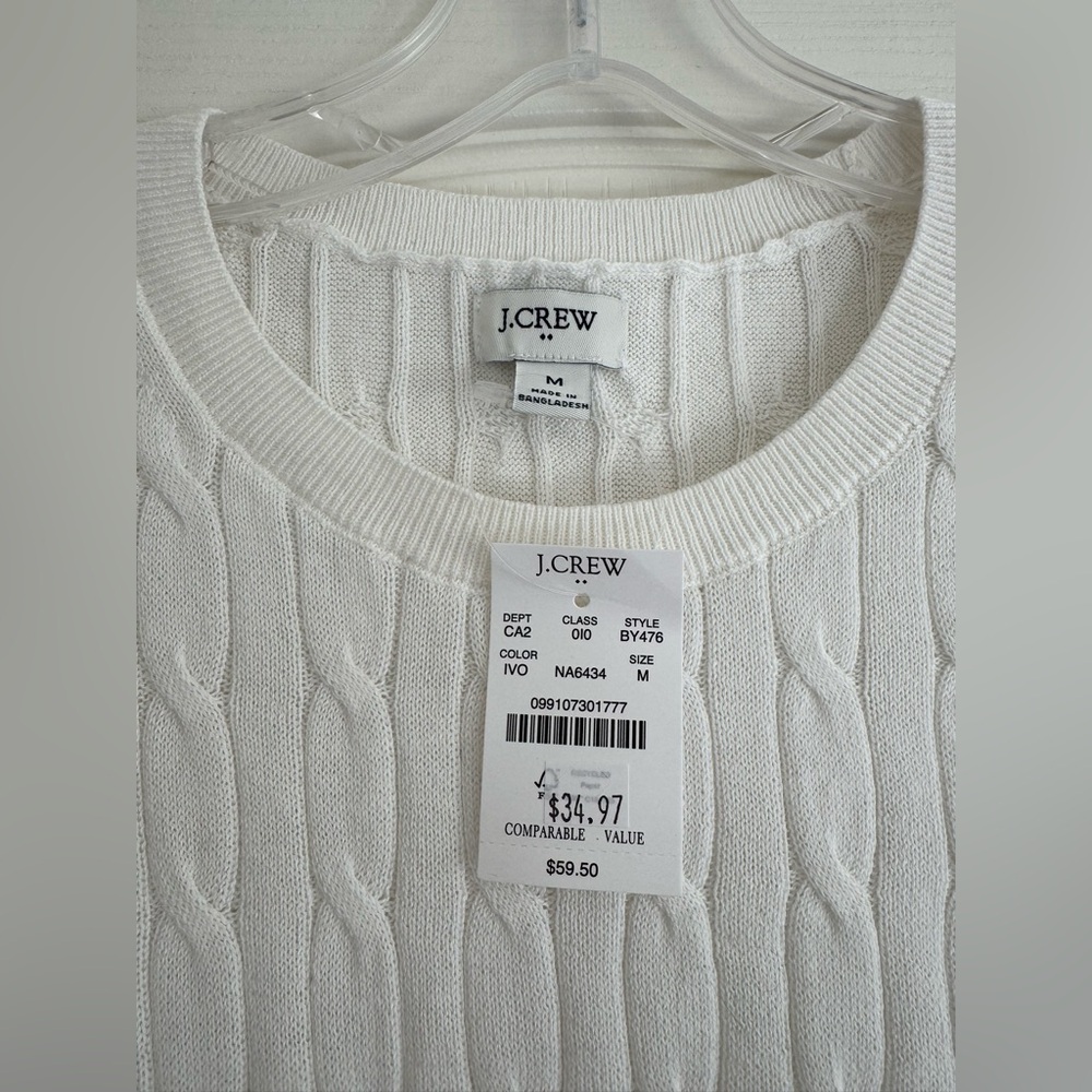 New J Crew Factory Cable Sweater Shell Sleeveless Medium ivory - Picture 2 of 3